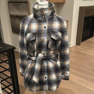 Joie Plaid Belted Jacket
